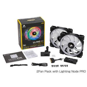 CORSAIR ケースファン LL140 RGB 2Fan Pack with Lighting Node PRO CO-9050074-WW RGB LED