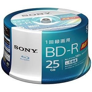 ソニー　ＳＯＮＹ　録画用　ＢＤ−Ｒ　１−６倍速　２５ＧＢ　５０枚「インクジェットプリンタ対応」　５０ＢＮＲ１ＶＪＰＰ６