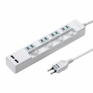 サンワサプライ　便利タップ（ＵＳＢ充電機能付き）２Ｐ４個口２ｍ　ＴＡＰ−Ｂ１０２Ｕ−２Ｗ