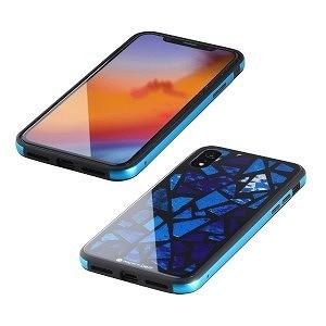 Ｉ・Ｏ・ＤＡＴＡ ｉＰｈｏｎｅ　ＸＲ　６．１インチ用　ガラス＋ＴＰＵ＋アルミ複合素材ケース ＢＫＳ−ＩＰ１８ＭＴＧＧＡＳＢＵ　ステンドグラス（ブルー）
