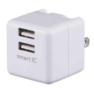 グリーンハウス AC−USB アダプタ 2ポート 2．4Ah スマートIC ホワイト GH-ACU2F-WH