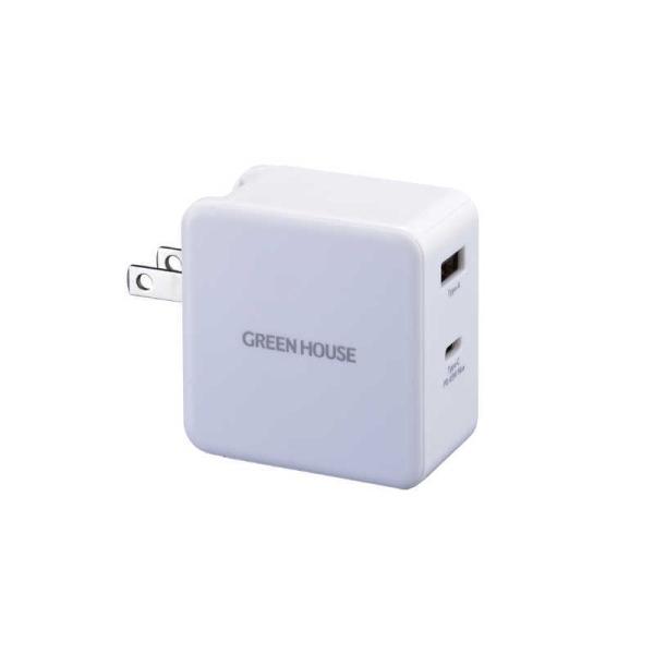 グリーンハウス　PD対応Type-Cポート付USB-AC充電器 ホワイト　GH-ACU2GB-WH