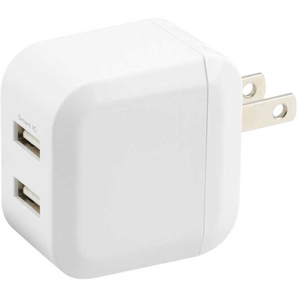 グリーンハウス　AC-USB アダプタ 2ポート ホワイト ［2ポート /Smart IC対応］　G...