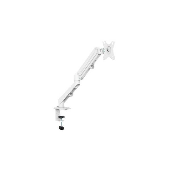 グリーンハウス　モニターアーム ［1画面 /17〜27インチ］ ガススプリング クランプ式 ホワイト...