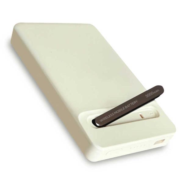 オズマ　ワイヤレス準固体モバイルバッテリー 5000mAh PD20W スタンド付 ［USB Pow...