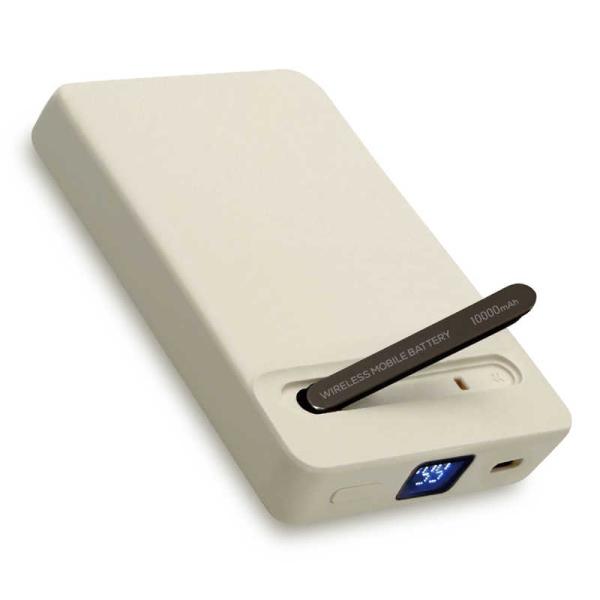 オズマ　ワイヤレス準固体モバイルバッテリー 10000mAh PD20W スタンド付 ［USB Po...