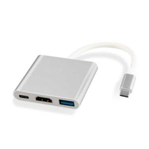 フリーダム　USB Type-C HDMI変換アダプター PD100W対応 ［バス＆セルフパワー /2ポート /USB 3.2 Gen1対応 ］ シルバー　FHDMI-ADC4PCH