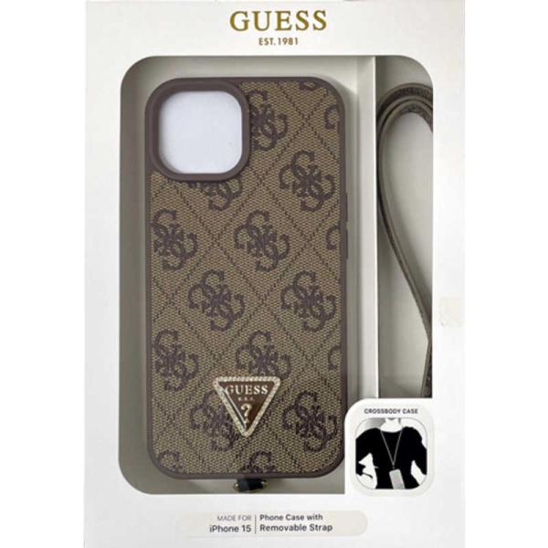 エアージェイ　GUESS(ゲス) iPhone15用 ストラップ付 モノグラム 背面ケース　GUHC...