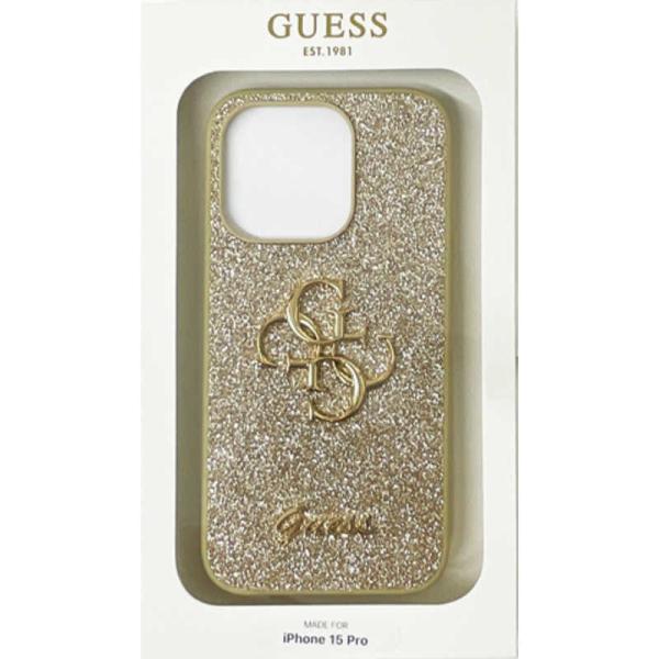 エアージェイ　GUESS(ゲス) iPhone15用 グリッター 背面ケース　GUHCP15SHG4...