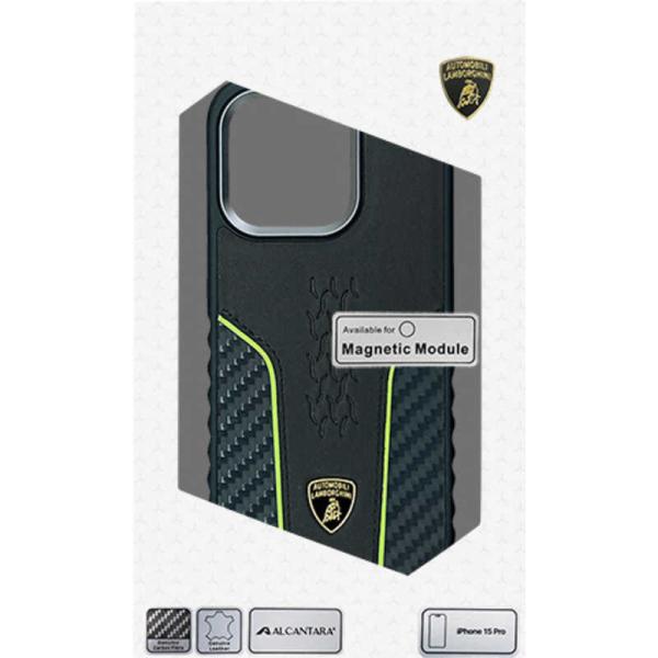 エアージェイ　ランボルギーニ iPhone15 Pro用 アルカンターラ 背面ケース グリーン　LB...