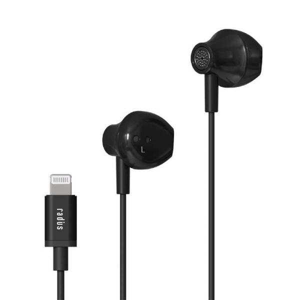 ラディウス　iPhone用 Lihgtningイヤホン ブラック HP-NEL12K [リモコン・マ...