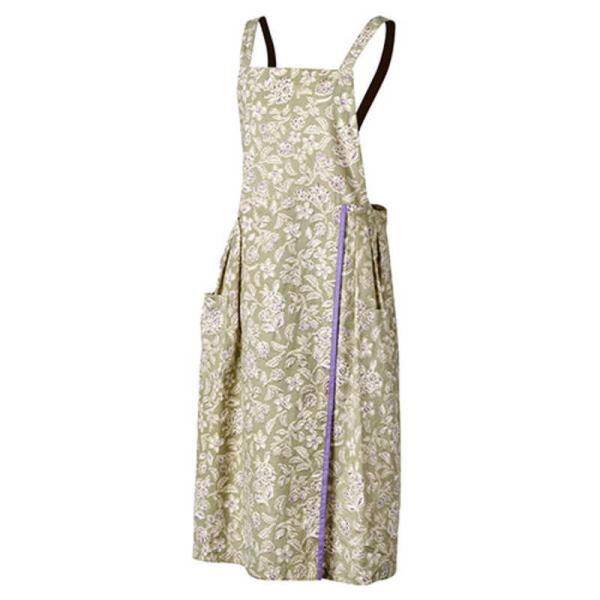 レップ　エプロン フローラル 大人フェミニン すっきりとしたAライン 草花のモチーフ 機能性・デザイ...