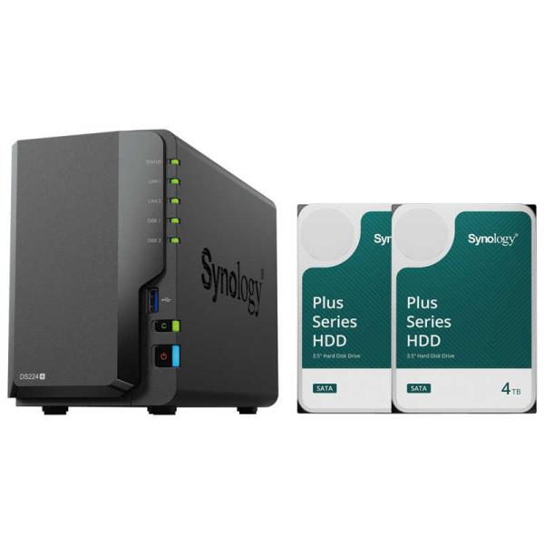 SYNOLOGY　DiskStation DS224＋ 初心者ガイド付＋HAT3300-4TB 2個...