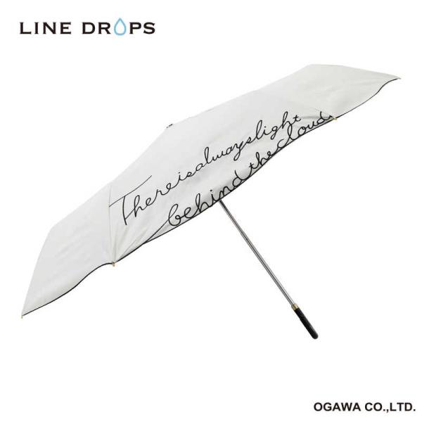 小川　折りたたみ傘 刺繍 LINE DROPS ［晴雨兼用傘 /50cm］ ホワイト　24LD-PE...