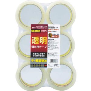 3Mジャパン　3M 透明梱包用テープ 48mmX50m 6巻パック 中・軽量物用 313　3136PN_