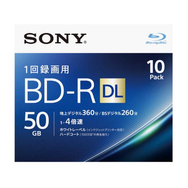 ソニー　SONY　録画用BD-R DL Ver.1.2 1-4倍速 50GB 10枚【インクジェット...