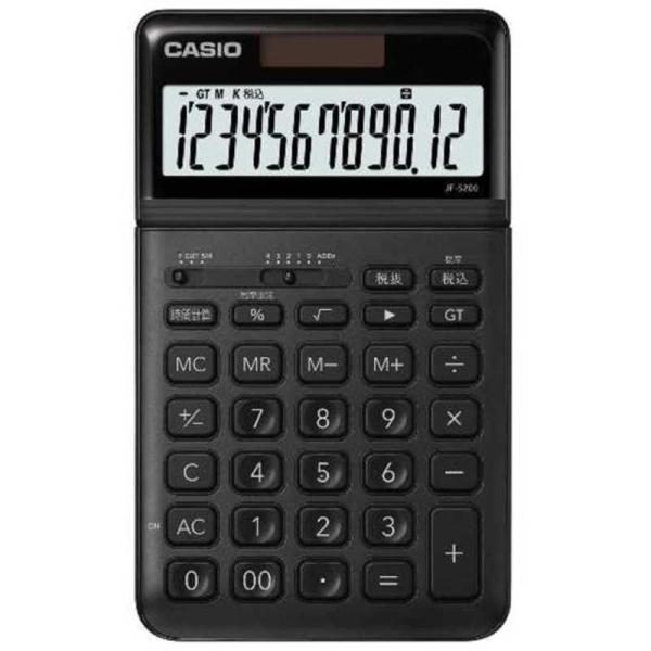 カシオ　CASIO　スタイリッシュ電卓(12桁)　JF-S200-BK-N ブラック