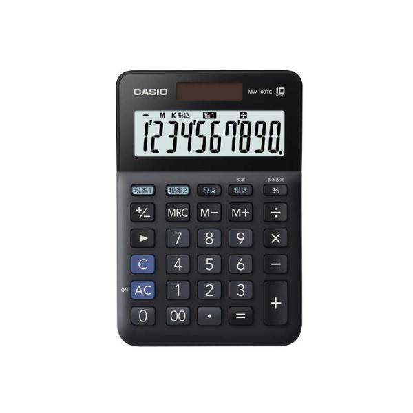 カシオ　CASIO　W税計算対応電卓　MW-100TC-BK-N ブラック [10桁]
