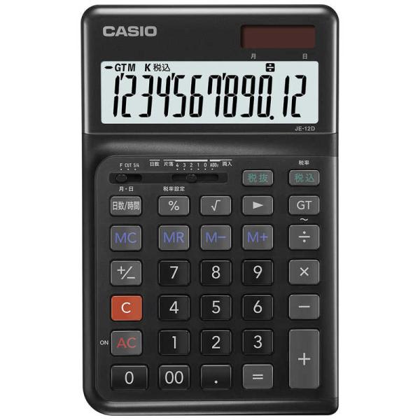 カシオ　CASIO　人間工学電卓 ブラック JE-12D-BK-N [12桁]　JE-12D-BK