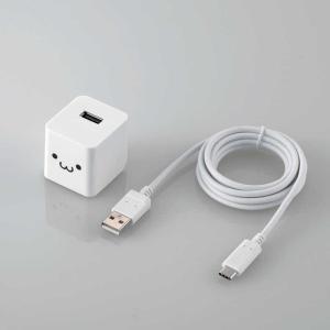 エレコム　ELECOM　AC充電器 2.4A出力 USB-Aメス1ポート Type-Cケーブル同梱 ホワイトフェイス　MPA-ACC12WF｜コジマYahoo!店