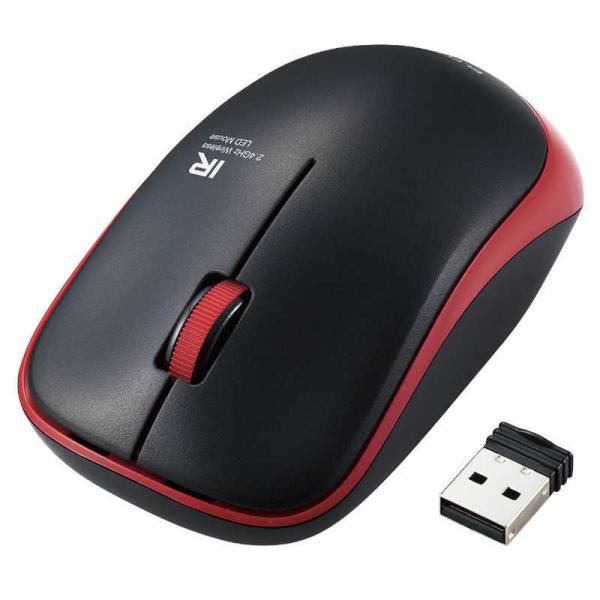 エレコム　ELECOM　マウス 抗菌省電力 静音 レッド [IR LED /3ボタン /USB /無...