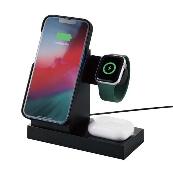 エレコム　ELECOM　ワイヤレス充電器 7.5W+5W マグネット式 スタンド ブラック　W-MS...