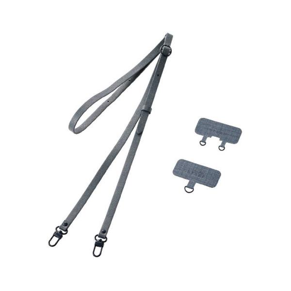 エレコム　ELECOM　スマホショルダーストラップ/ストラップシート付属/ソフトレザータイプ/ダーク...