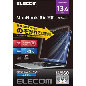 MacBook Air13.6インチ用 のぞき見防止フィルター マグネットタイプ 反射防止視野角度60度ブルーライトカット紫外線カット EFMPA1322PFM2