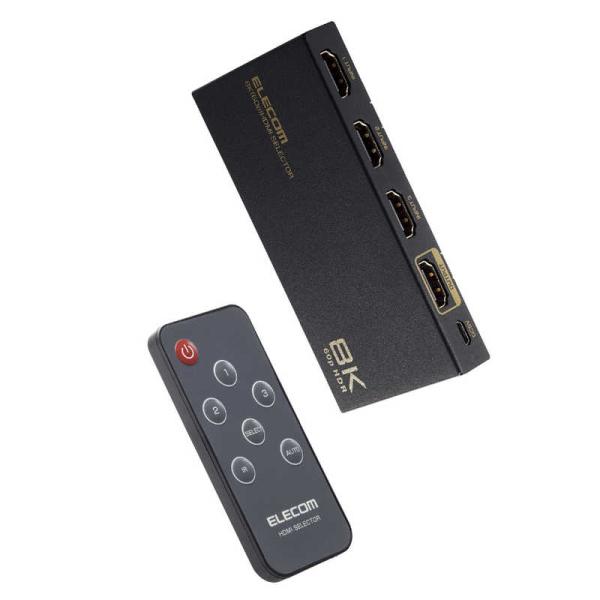 エレコム　ELECOM　HDMI 切替器 3入力1出力 手動 /自動 切り替え器 リモコン付き セレ...