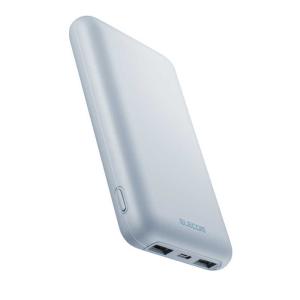 エレコム　ELECOM　モバイルバッテリー/リチウムイオン電池/薄型/PD20W/10000mAh/USB Type-C入出力1ポート/USB-A出力2ポート/ブルー　DE-C44-10000BU