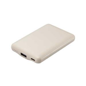 エレコム　ELECOM　モバイルバッテリー 5000mAh ( C×1+A×1)  PSE適合 C-Aケーブル付属 ＆me グレージュ　DEC455000GB｜y-kojima