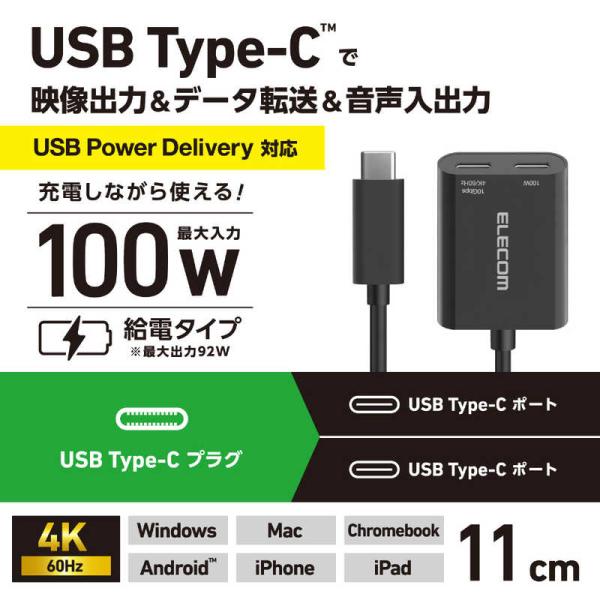 　映像変換アダプタ DisplayPort Alt Mode出力 USB-C オス→メス USB-C...