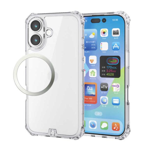 エレコム　ELECOM　iPhone 17ケース ZEROSHOCK インビジブル メタルリング付 ...