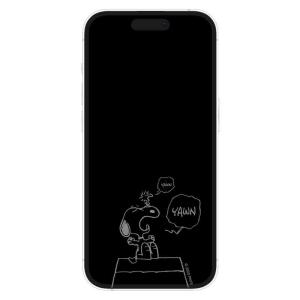 グルマンディーズ　iPhone 14Pro ピーナッツ ガラススクリーンプロテクター ドッグハウス　SNG747B