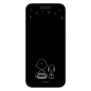グルマンディーズ　iPhone 14Pro ピーナッツ ガラススクリーンプロテクター 星空　SNG747C