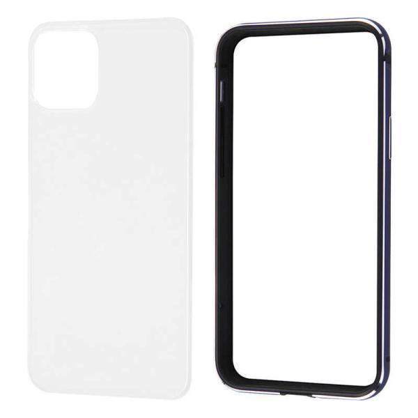 レイアウト　iPhone 11 Pro 5.8インチ アルミバンパー+背面パネル(クリア)/ネイビー...