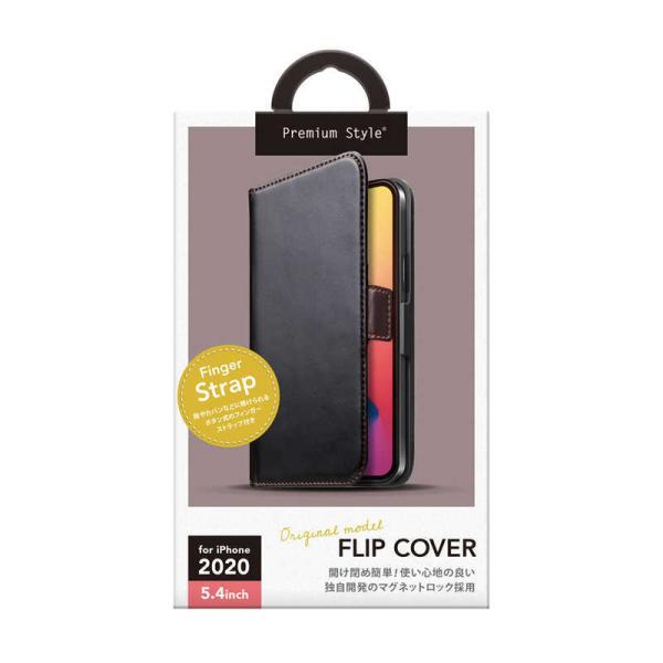 PGA　iPhone 12 mini 5.4インチ対応 フリップカバー PUレザーダメージ加工 ブラ...