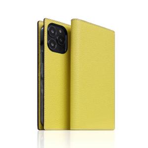 ROA Neon Full Grain Leather Diary Case for iPhone 13 Pro レモン SLG Design SD22122I13PLM