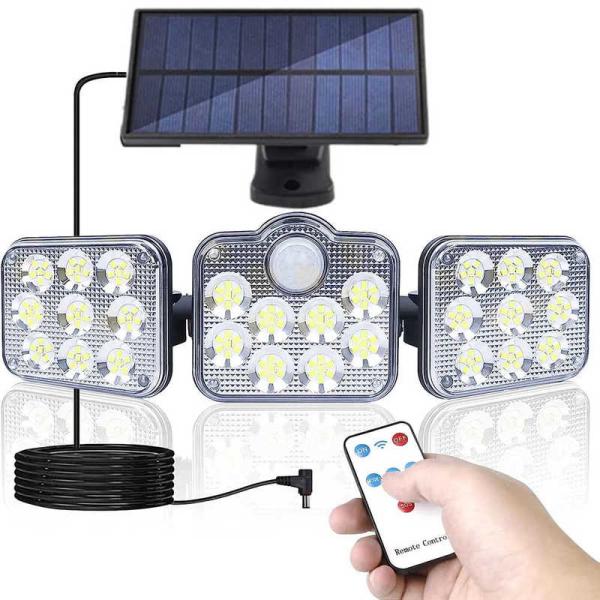 ROYALMONSTER　3面パネル照明・138SMD高輝度ソーラーライト ［白色］ BK　RM-8...