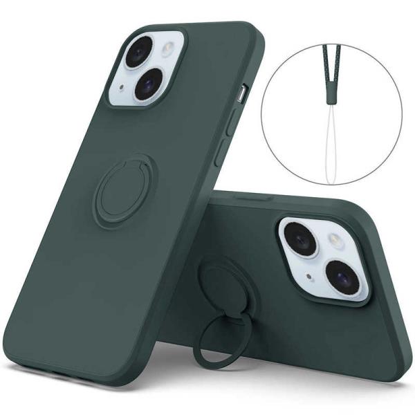 ROYALMONSTER　iPhone 15 シリコン製ケース リング付(ダークグリーン) DG　R...