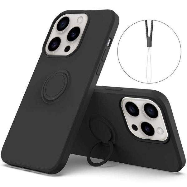 ROYALMONSTER　iPhone 15 Pro シリコン製ケース リング付(ブラック) BK　...