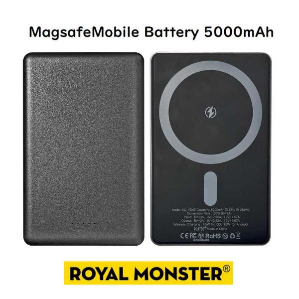 ROYALMONSTER　MagSafe対応モバイルバッテリー 5000mAh ［USB Power...