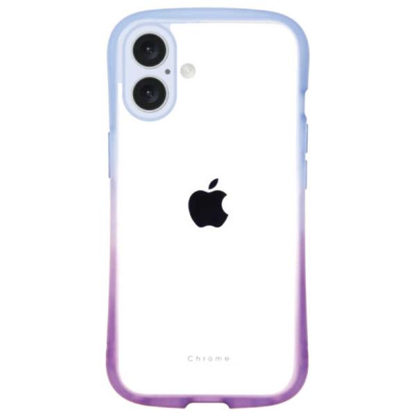 ナチュラルデザイン　iPhone 16(6.1インチ)クロームグラデーションケース ブルーイッシュパ...
