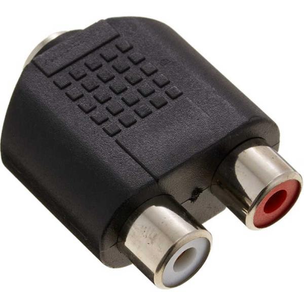 SSAサービス　オーディオ中継アダプタ [3極ステレオφ3.5mm メス-メス RCAx2] ブラッ...