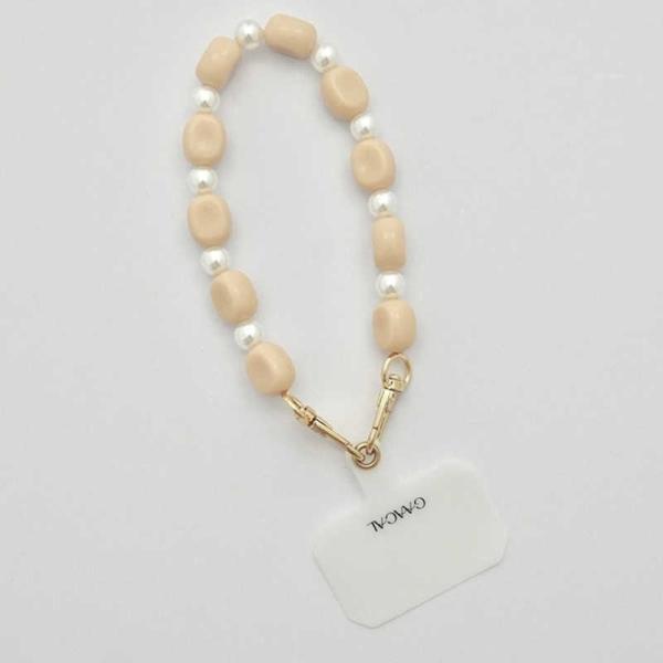 GAACAL　「ミルクトパール」オリジナルホルダー付きビーズストラップ ベージュ　Z01083BJ