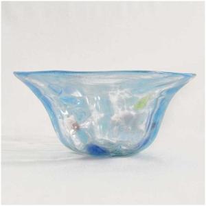 琉球ガラス匠工房　琉球ガラス 波の花 大鉢 水　リュウキュウガラスナミノハナオオバチ