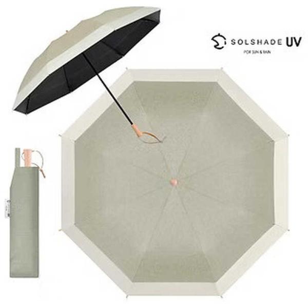 大河商事　(折りたたみ傘/日傘/50cm) solshade021 杢グレージュ アイボリー　