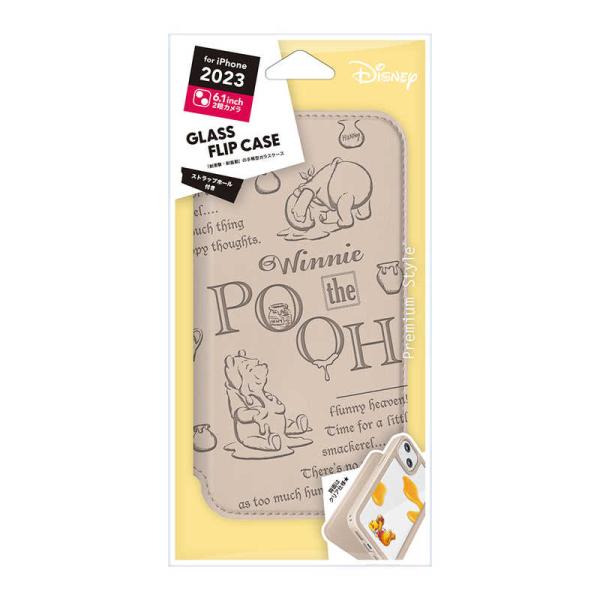 PGA　iPhone 15(6.1インチ) ガラスフリップケース Premium Style くまの...
