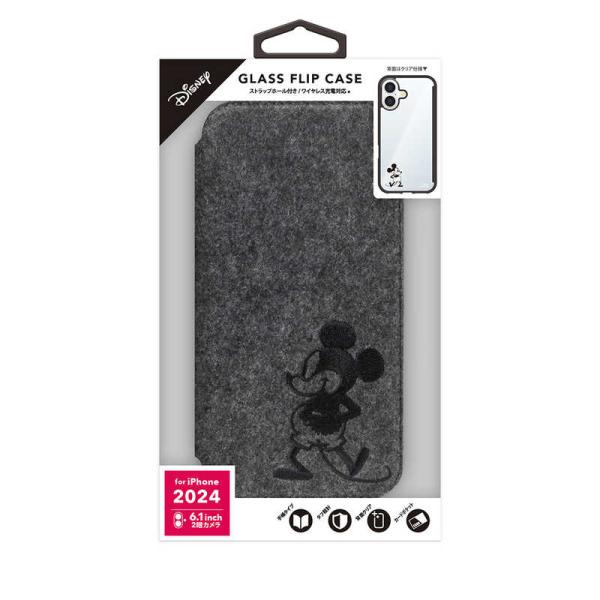PGA　iPhone 16用 ガラスフリップケース Premium Style ミッキーマウス　PG...
