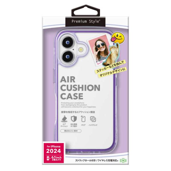 PGA　iPhone 16(6.1インチ)エアクッションケース Premium Style グレープ...